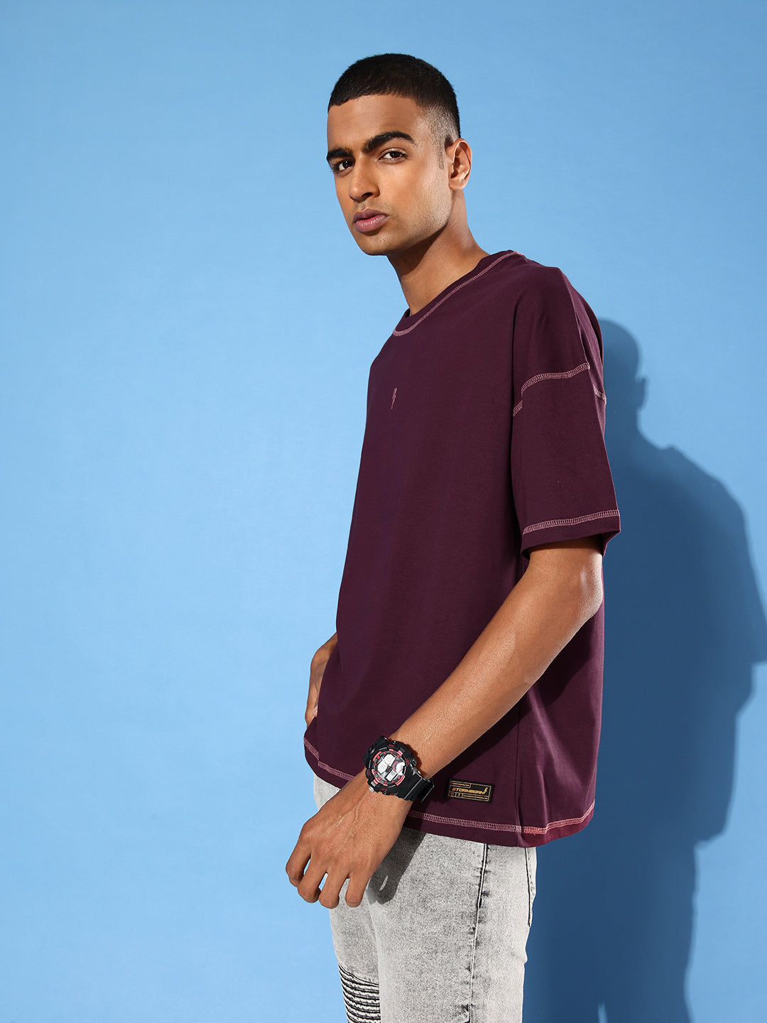 Mens Half Sleeve Drop Shoulder Plain Oversized Fit T-Shirts