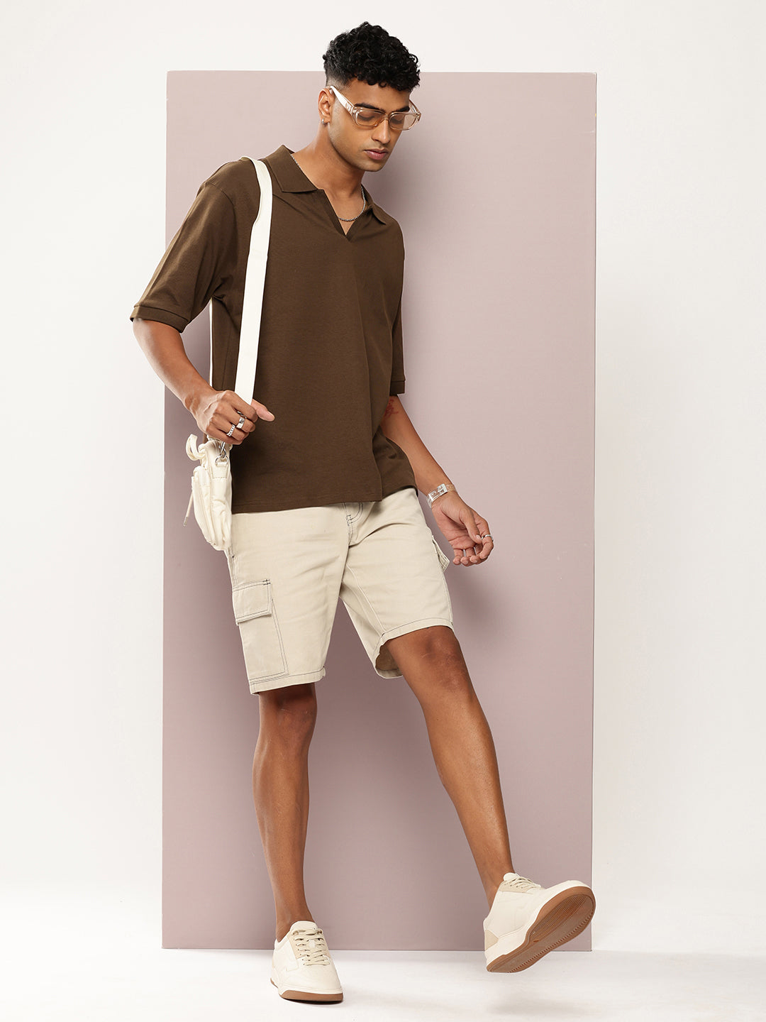 Mens Half Sleeve Polo Neck Solid Oversized Fit Tshirts