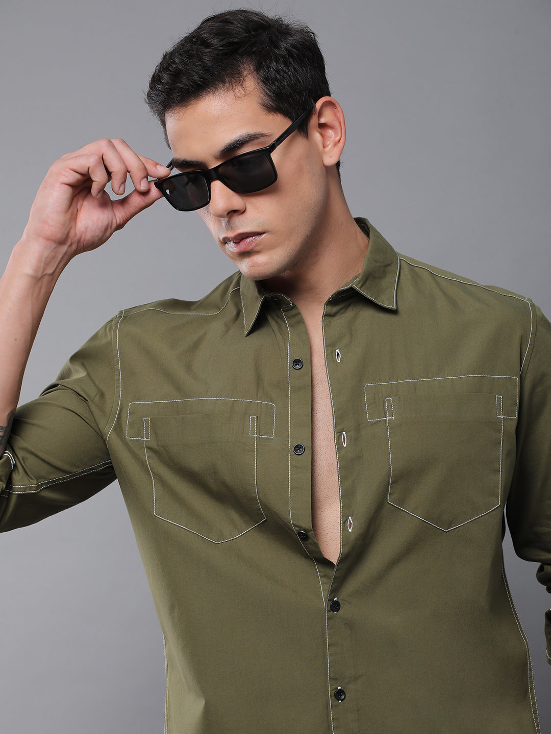 Men Plain Full Sleeve Casual Shirt With Pocket