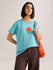 Womens Embroidery Boxy Regular Fit French Terry Cotton Tshirt