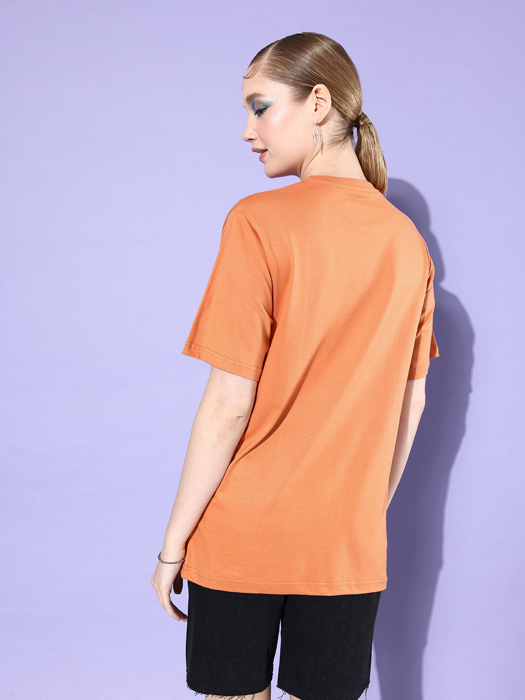 Womens Short Sleeve Round Neck Oversized Fit T-Shirt