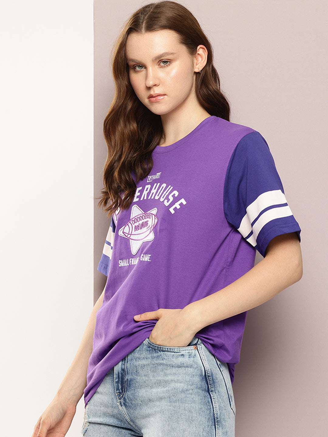 Womens Half Sleeve Round Neck Printed Oversized Fit Tshirts
