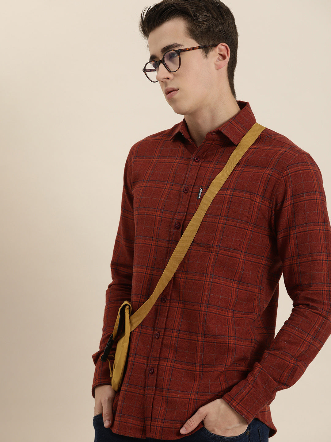 Men Checked Full Sleeve Shirt With Pocket