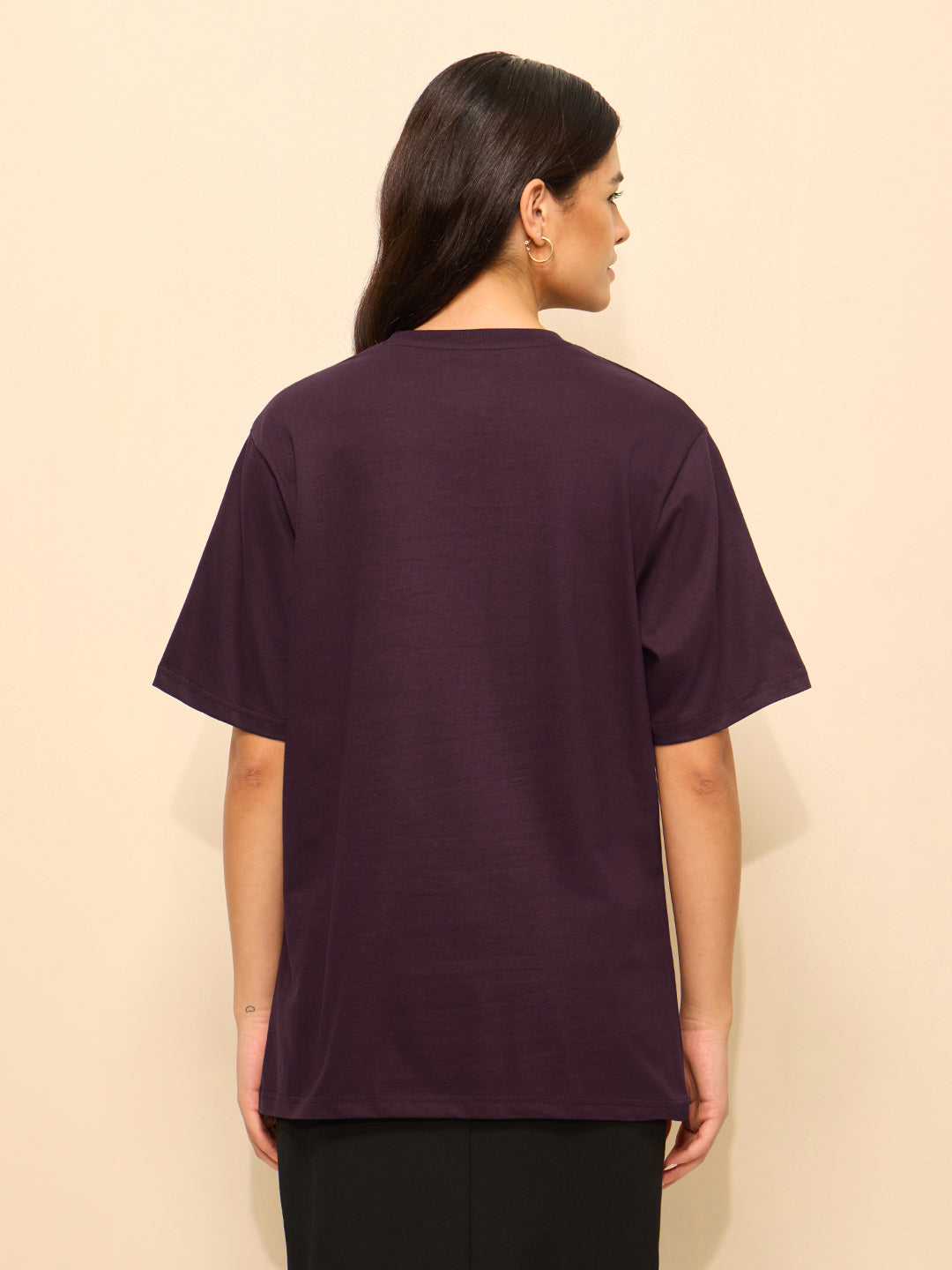 Womens Printed Oversized Fit Cotton T-Shirt