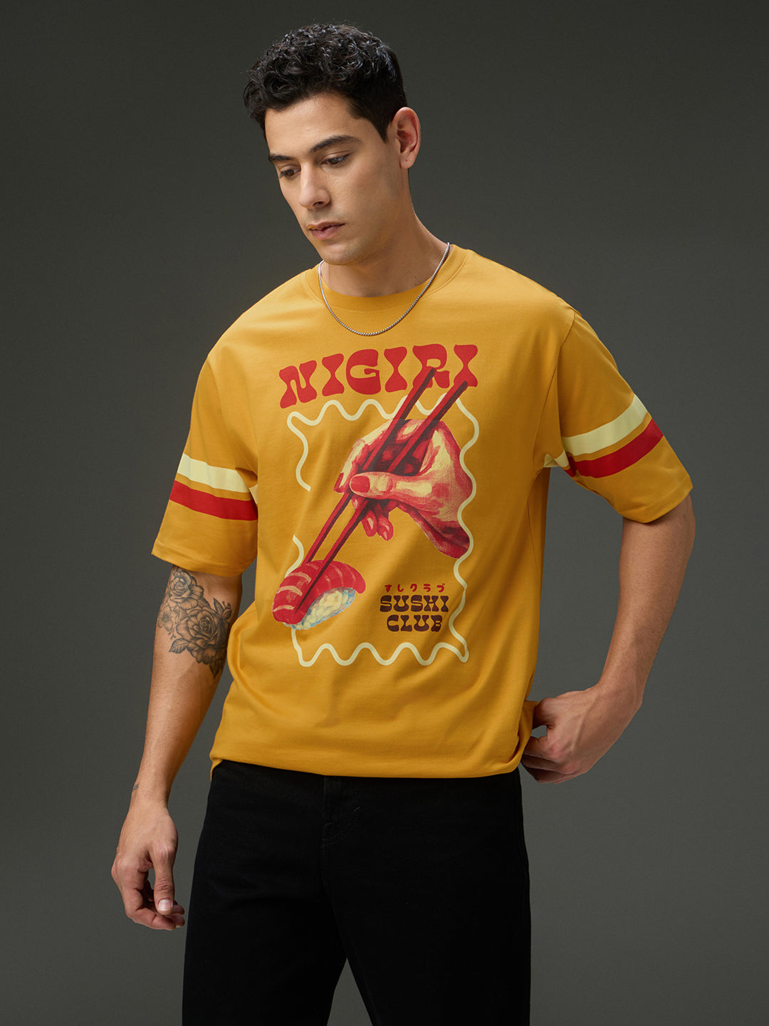 Mens Round Neck Half Sleeve Printed Oversized Fit Tshirt