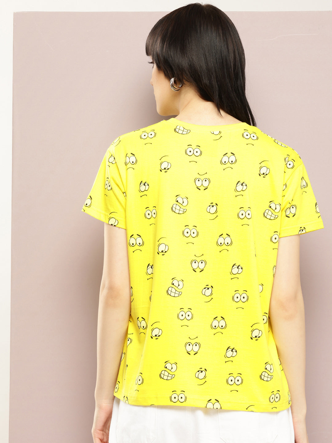 Womens Half Sleeve Round Neck All-Over Printed Boxy Fit Tshirts