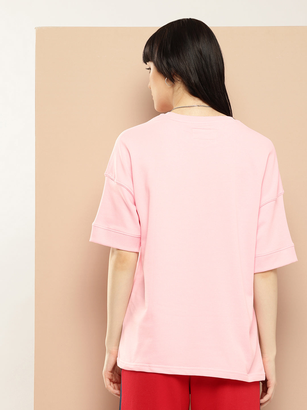 Womens Half Sleeve Round Neck Solid Oversized Fit Tshirts
