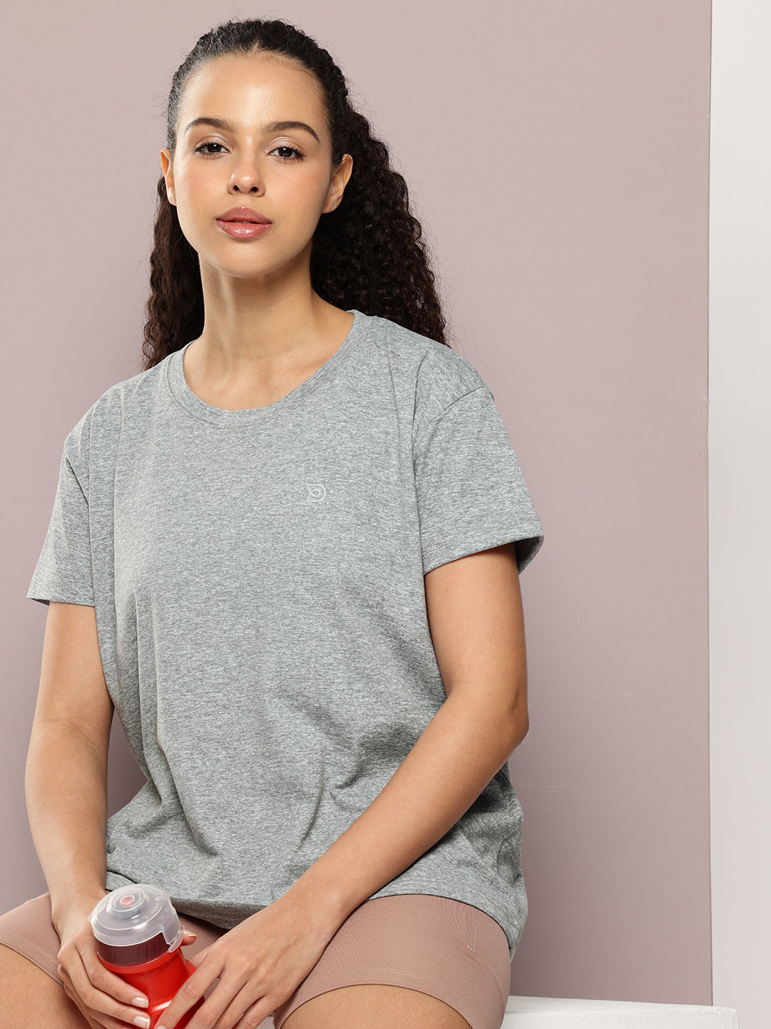 Womens Half Sleeve Round Neck Solid Boxy Fit Tshirts