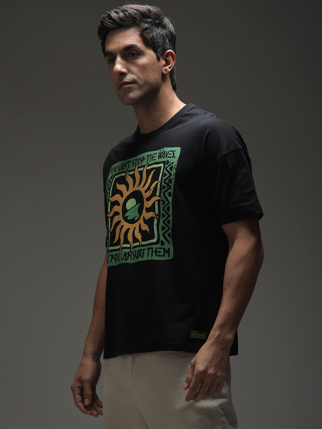 Mens Half Sleeve Drop Shoulder Printed Oversized Fit T-Shirts
