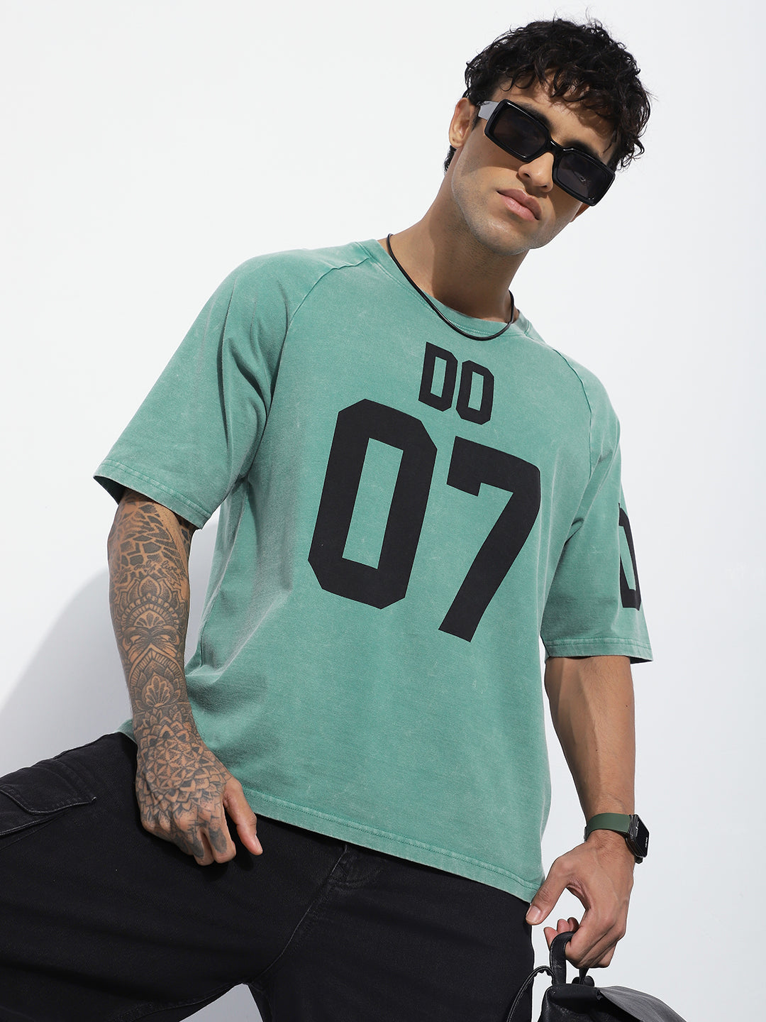 Mens Half Sleeve Round Neck Striped Oversized Fit Tshirts