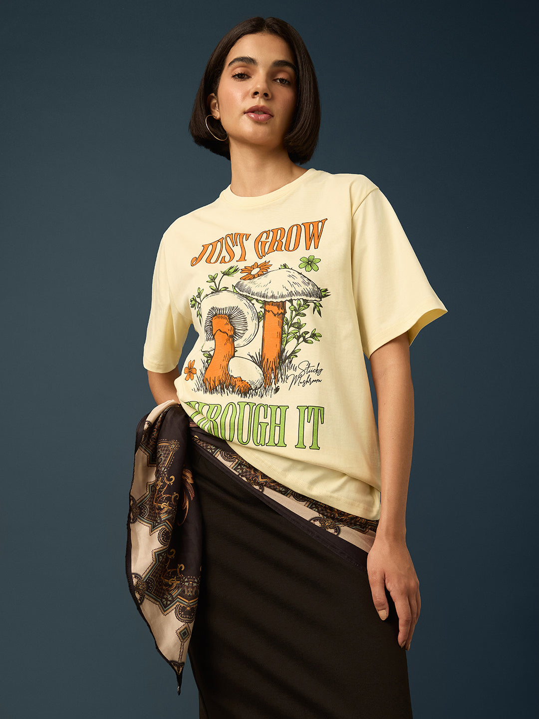 Womens Short Sleeve Printed Oversized Fit Tshirt 