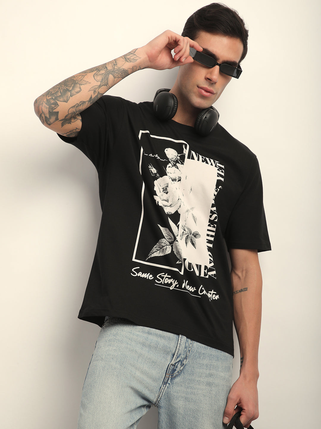 Mens Half Sleeve Round Neck Printed Oversized Fit Tshirts
