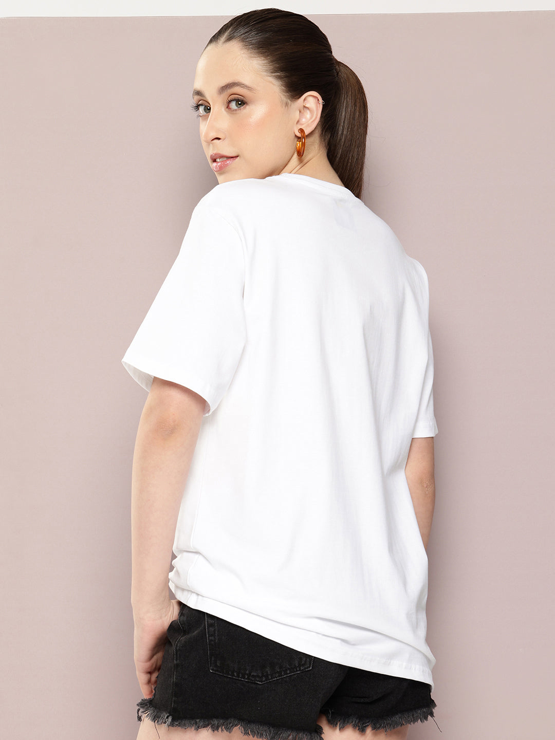 Womens Half Sleeve Round Neck Printed Oversized Fit Tshirts