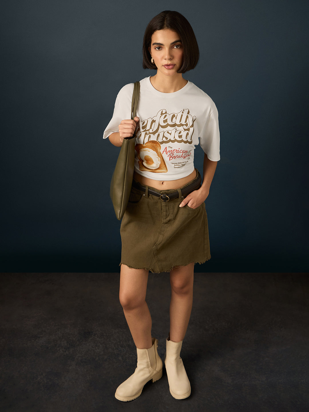 Womens Short Sleeve Printed Oversized Fit Tshirt 