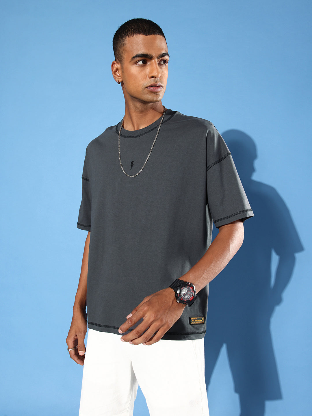 Mens Half Sleeve Drop Shoulder Plain Oversized Fit T-Shirts