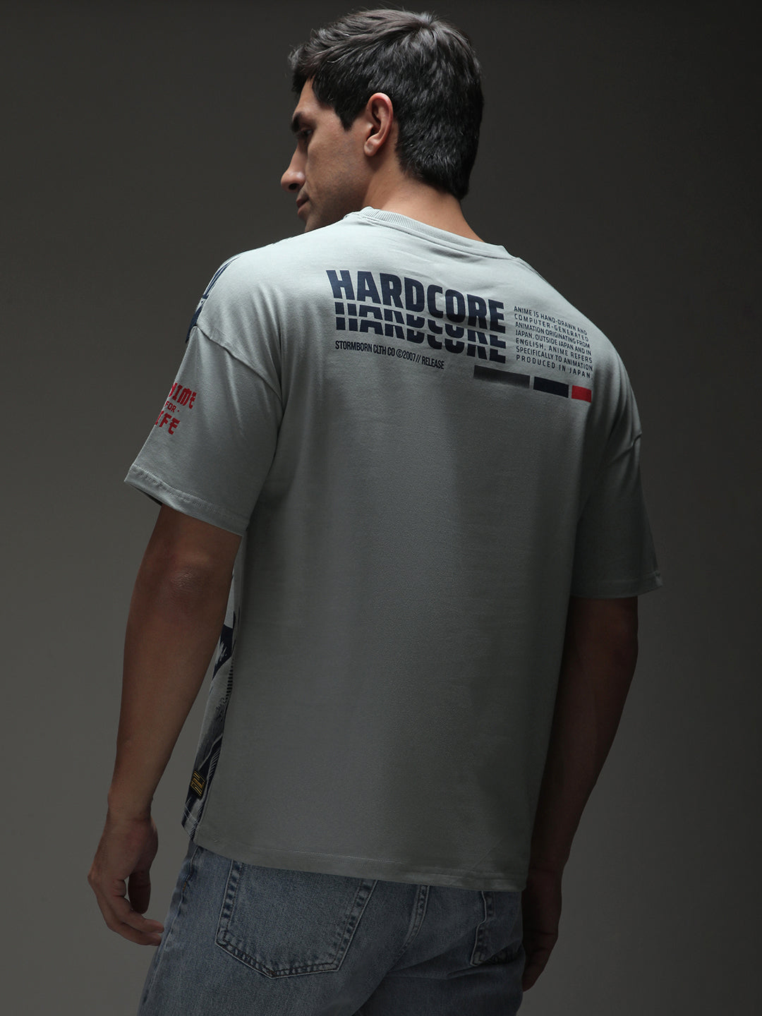 Mens Half Sleeve Drop Shoulder Printed Oversized Fit T-Shirts