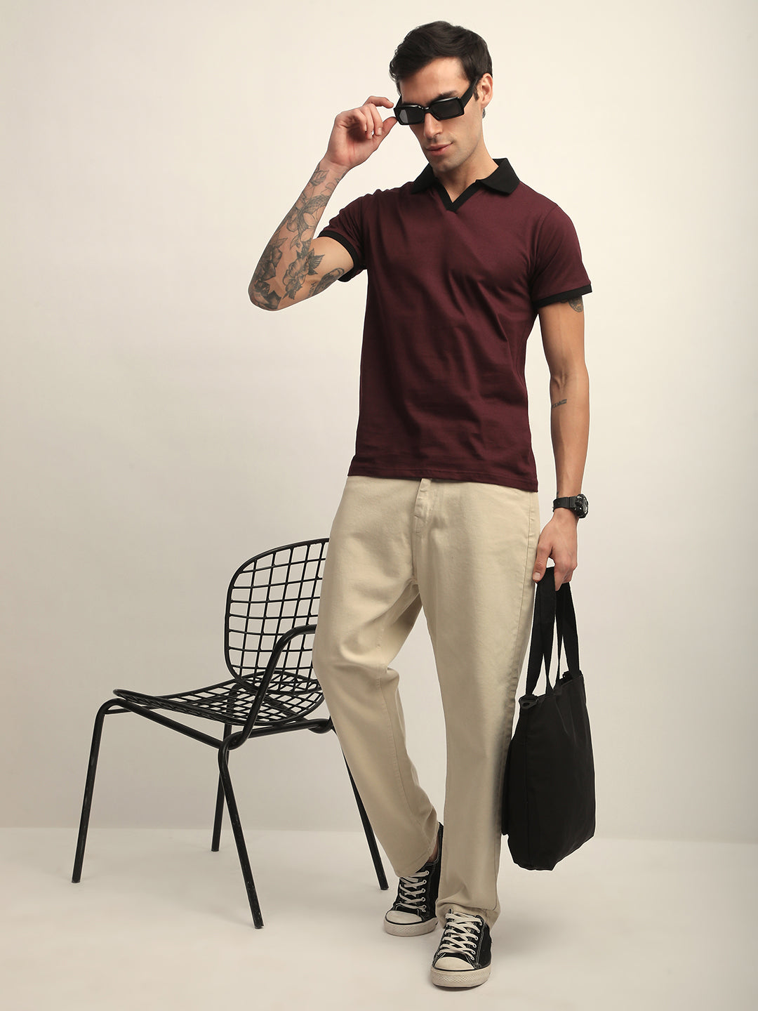 Mens Half Sleeve Polo Neck Solid Regular Fit Tshirts