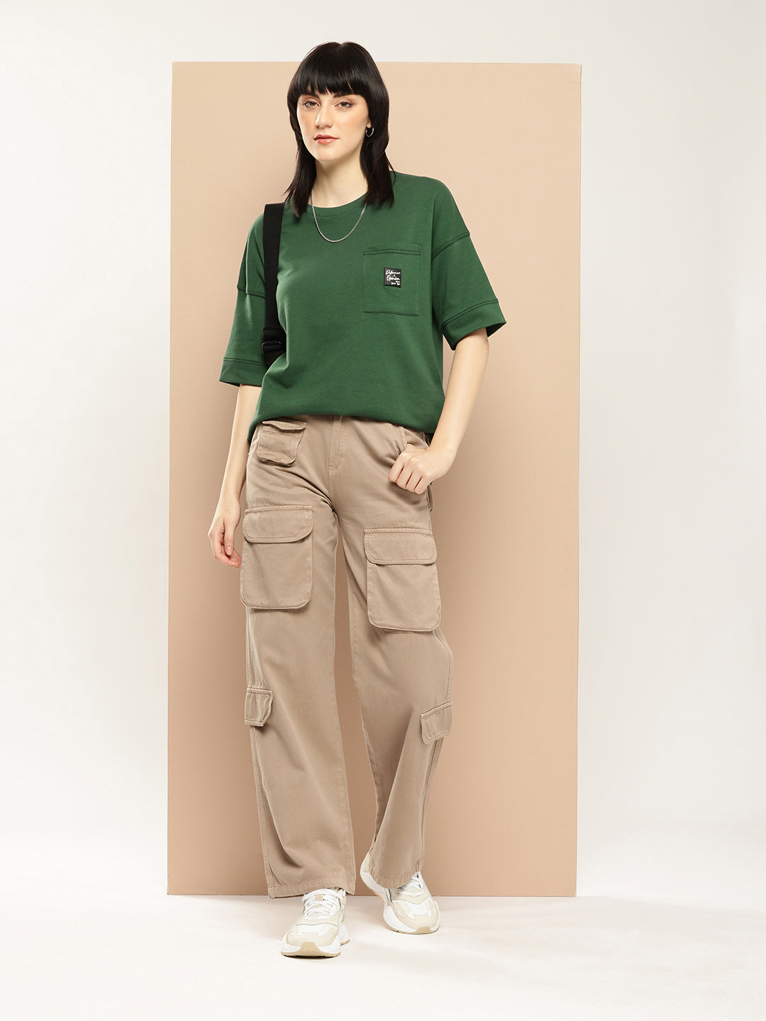 Womens Half Sleeve Round Neck Solid Oversized Fit Tshirts