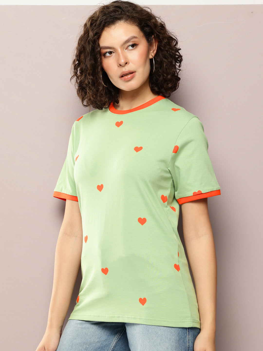 Womens Half Sleeve Round Neck Printed Oversized Fit Tshirts
