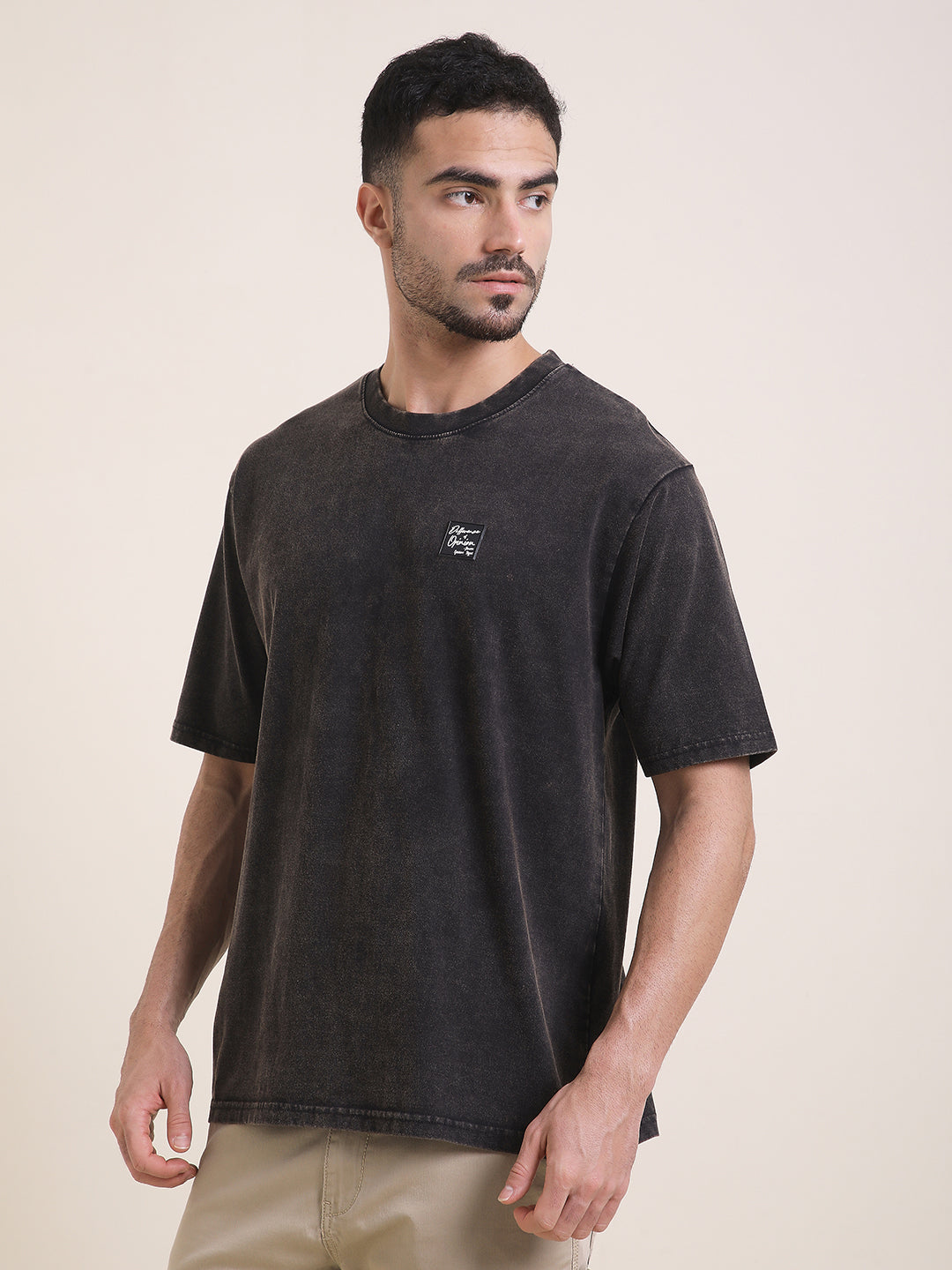 Mens Half Sleeve Round Neck Back Printed Oversized Fit Tshirts