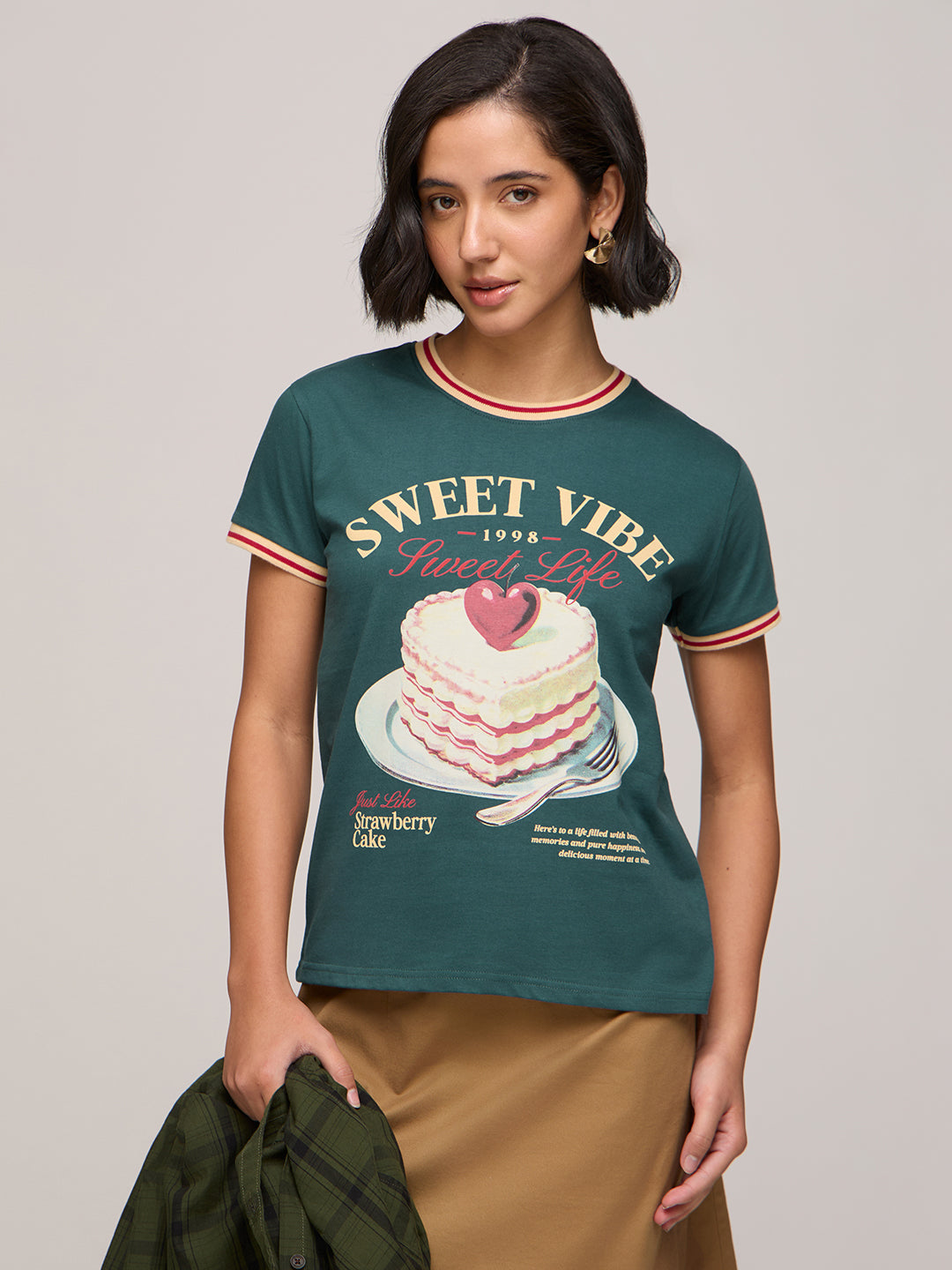 Womens Printed Regular Fit Cotton T-Shirt