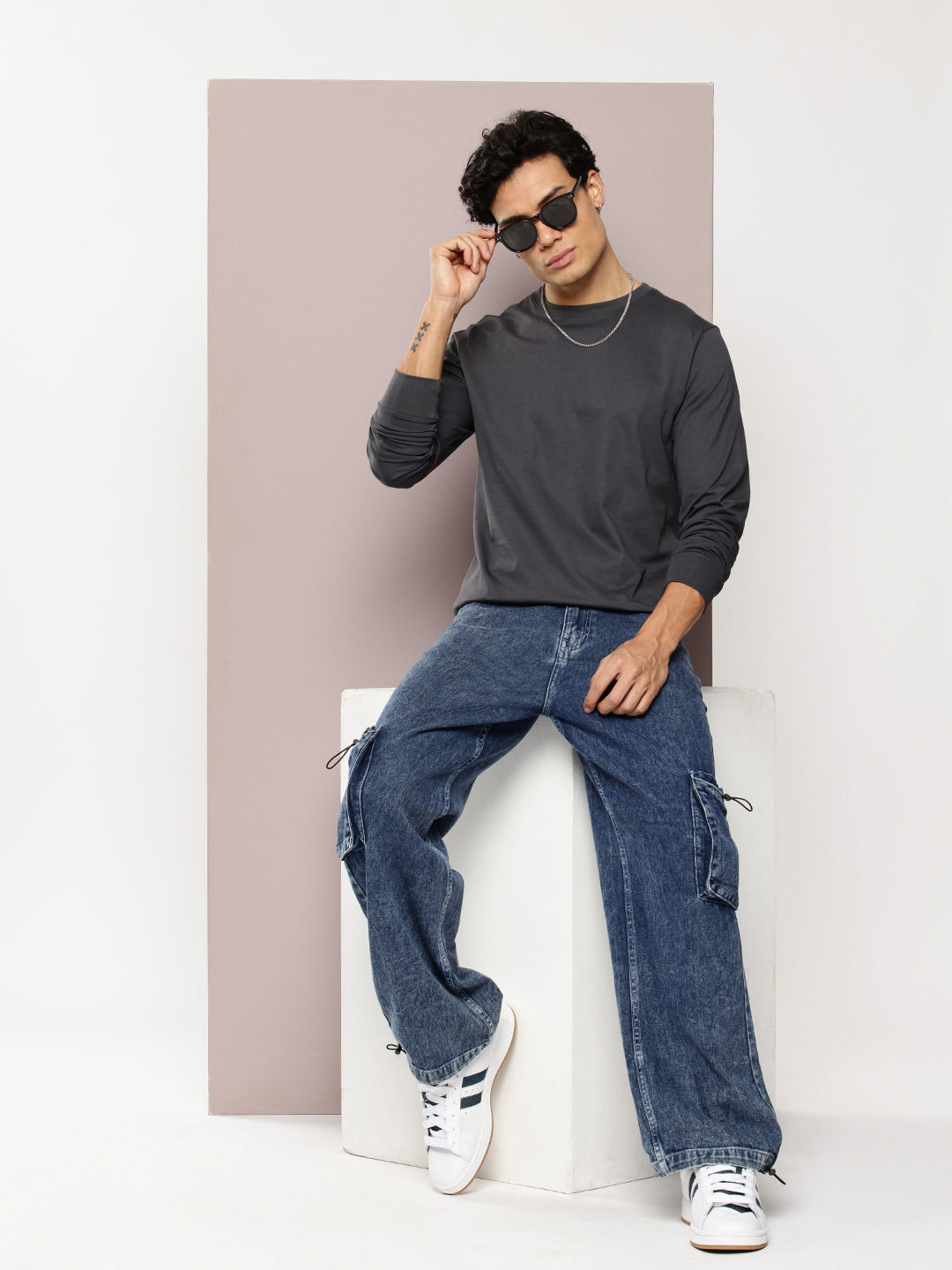 Mens Full Sleeve Round Neck Solid Regular Fit Tshirts