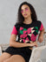 Womens Half Sleeve Puff Printed Boxy Regular Fit Tshirt