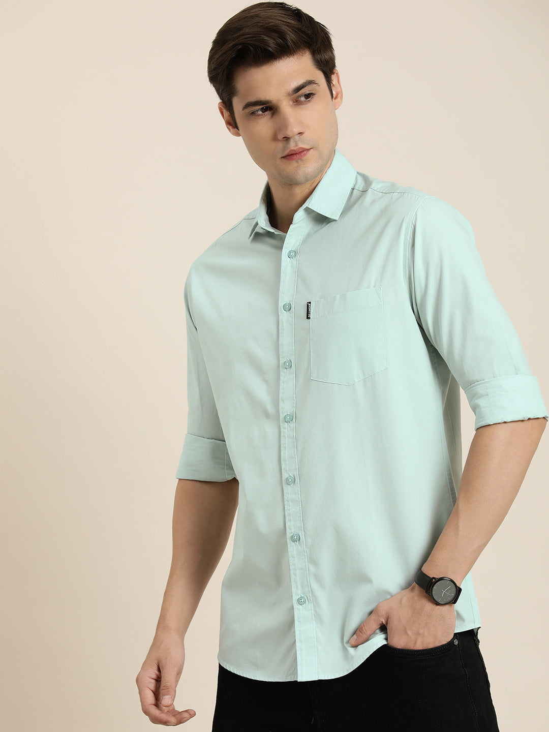 Mens Plain Full Sleeve Shirt With Pocket