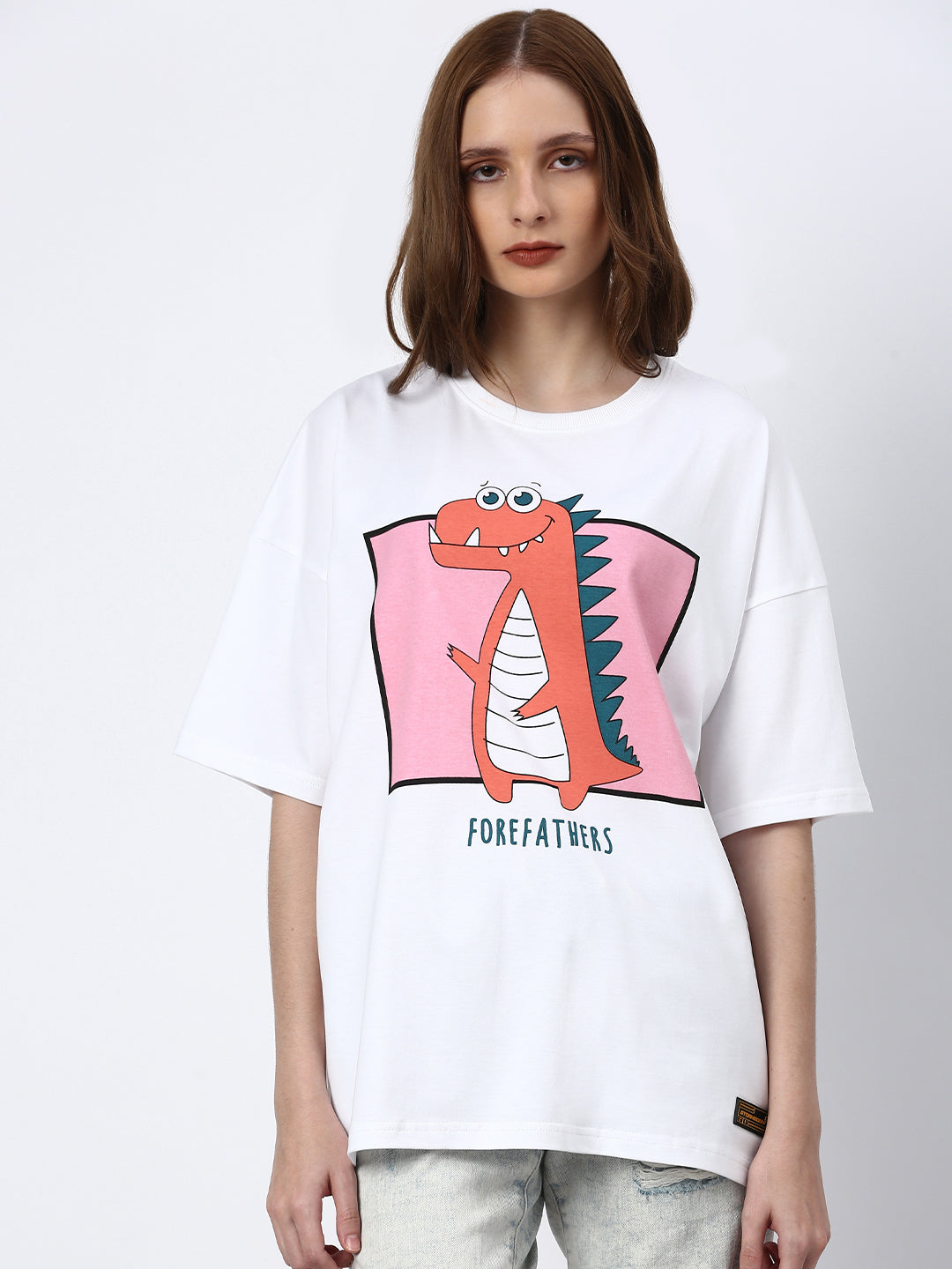 Womens Half Sleeve Drop Shoulder Printed Oversized Fit T-Shirts