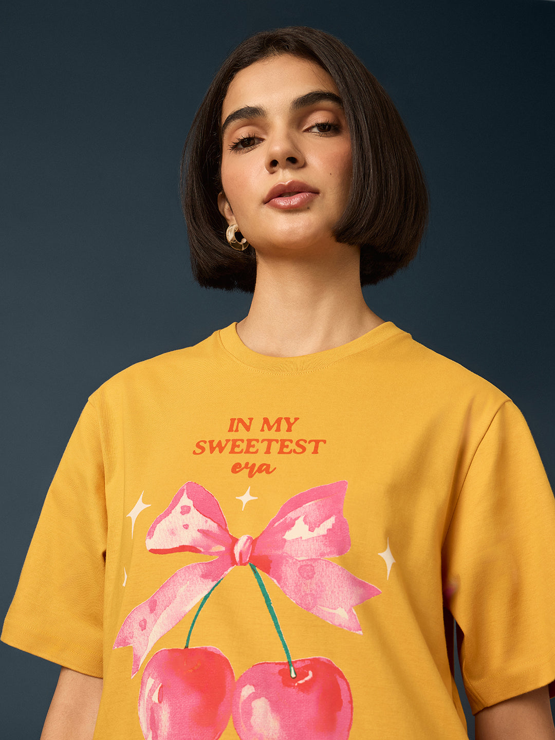 Womens Short Sleeve Printed Oversized Fit Tshirt 