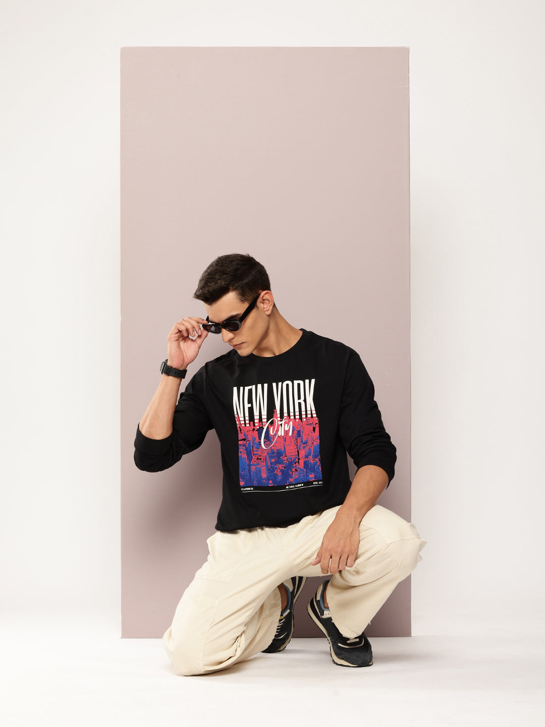 Mens Full Sleeve Round Neck Printed Oversized Fit Tshirts