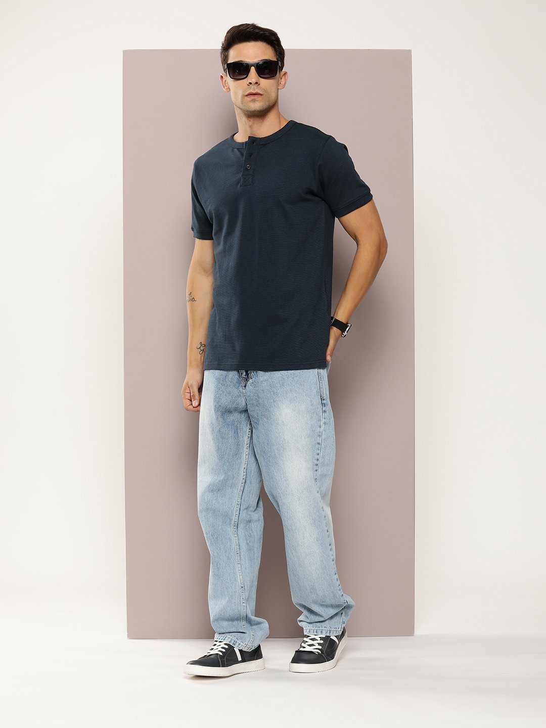 Mens Half Sleeve Henley Neck Regular Fit T-Shirts