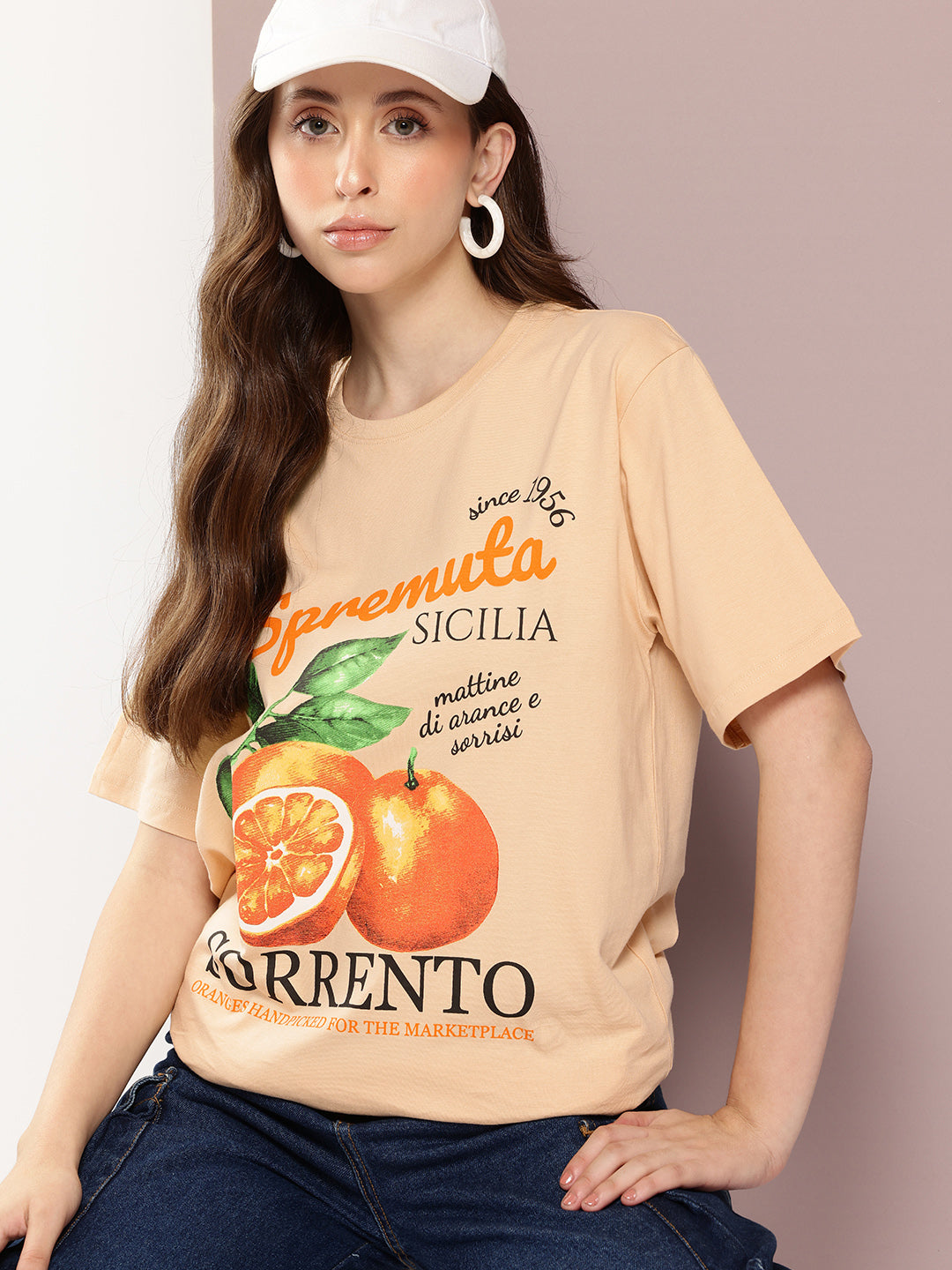 Womens Half Sleeve Round Neck Printed Oversized Fit Tshirts