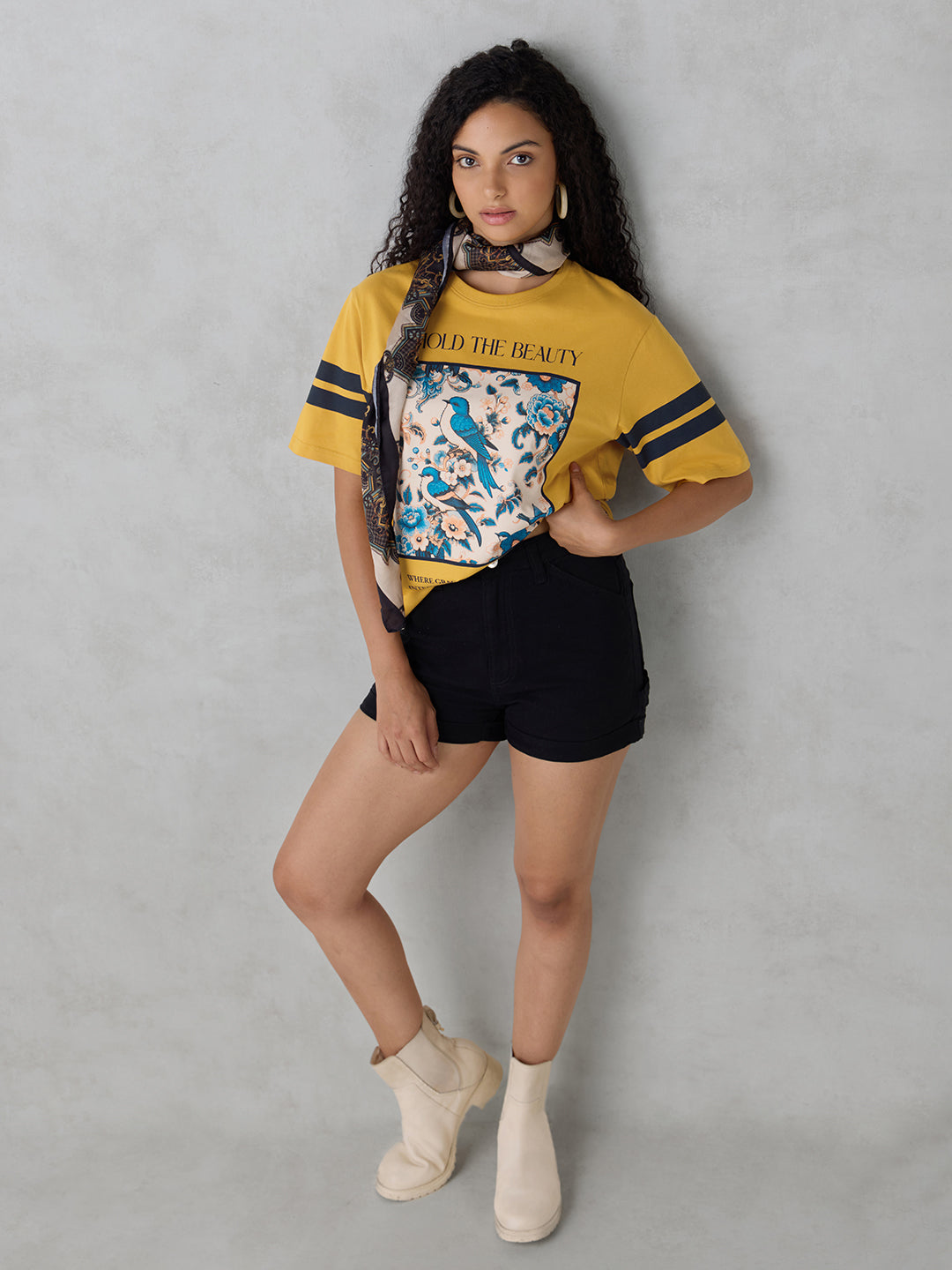 Womens Half Sleeve Printed Oversized Fit Tshirt