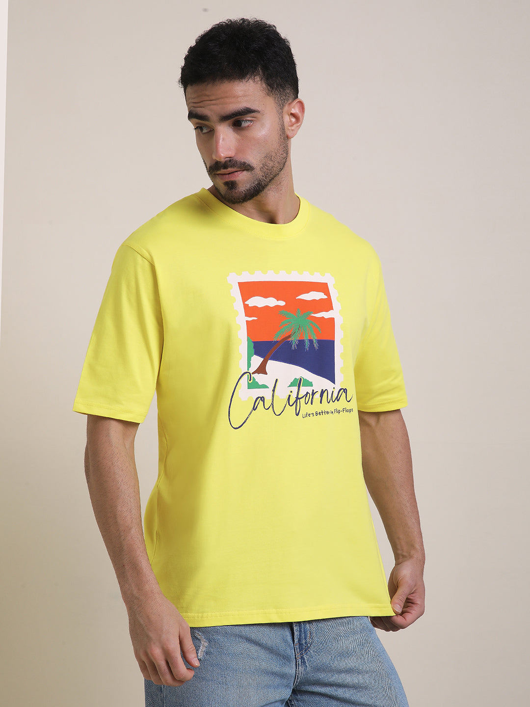 Mens Half Sleeve Round Neck Printed Oversized Fit Tshirts