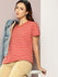 Womens Half Sleeve Round Neck All-Over Striped Boxy Fit Tshirts