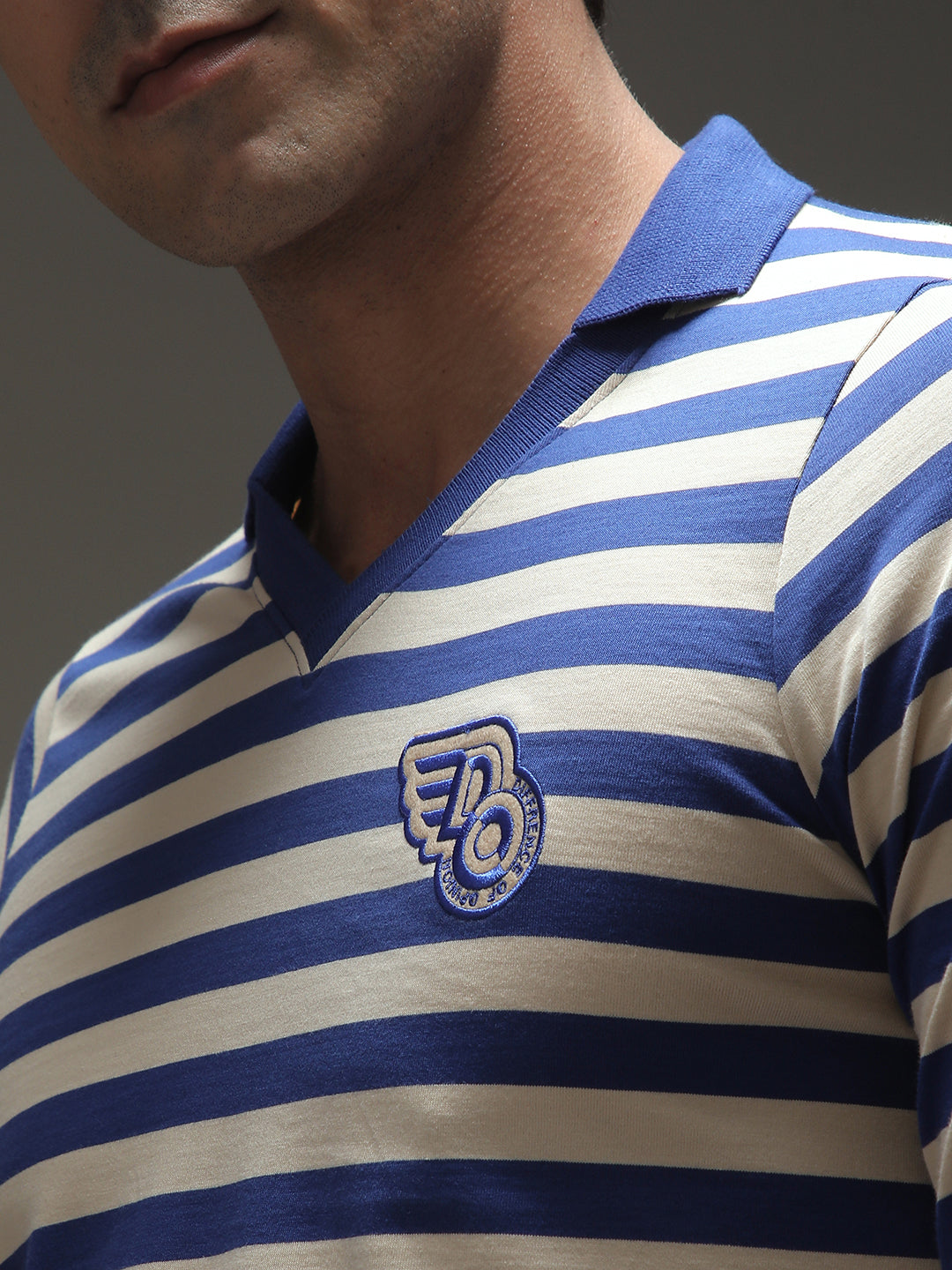 Mens Full Sleeve Polo Neck Striped Regular Fit Tshirts