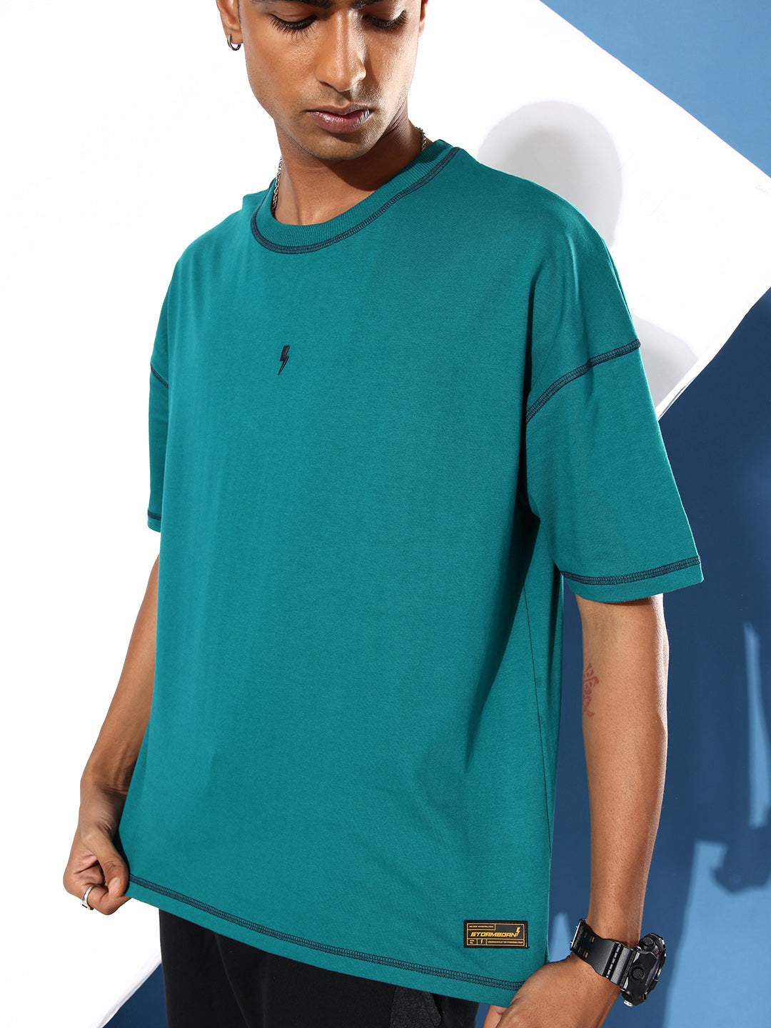 Mens Half Sleeve Drop Shoulder Plain Oversized Fit T-Shirts