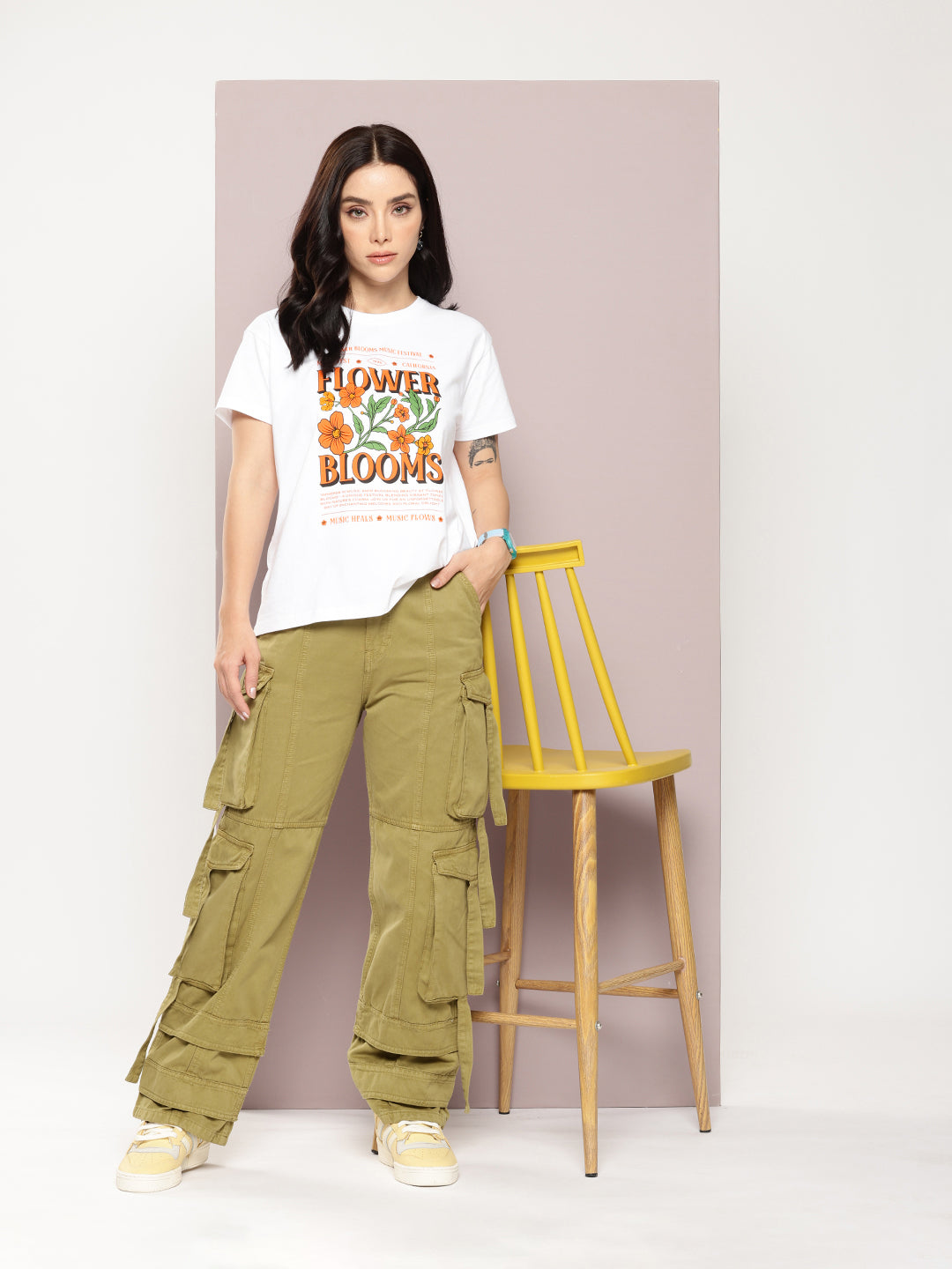Womens Half Sleeve Round Neck Printed Boxy Fit Tshirts