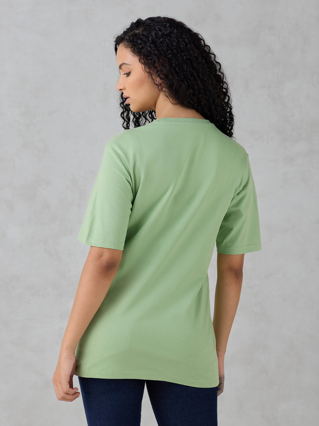 Womens Half Sleeve Puff Printed Oversized Fit Tshirt