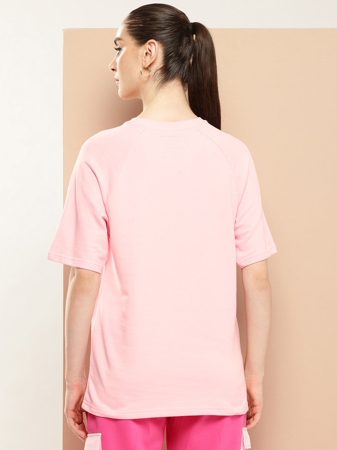 Womens Half Sleeve Round Neck Solid Oversized Fit Tshirts