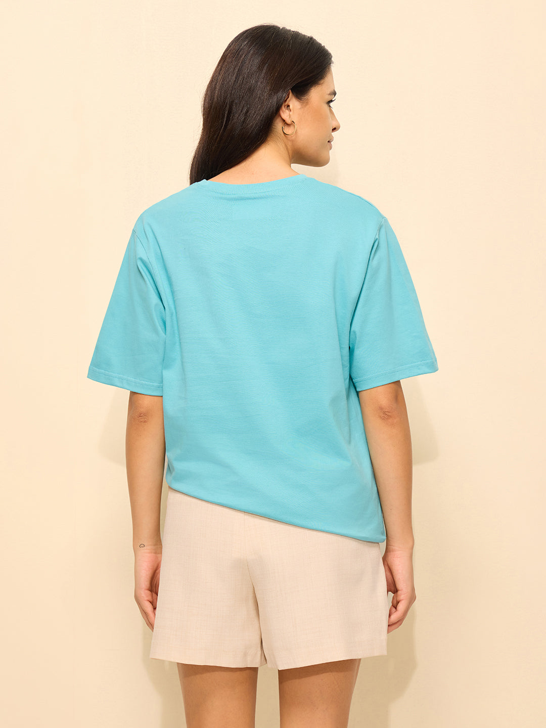 Womens Embroidery Oversized Fit Cotton T-Shirt