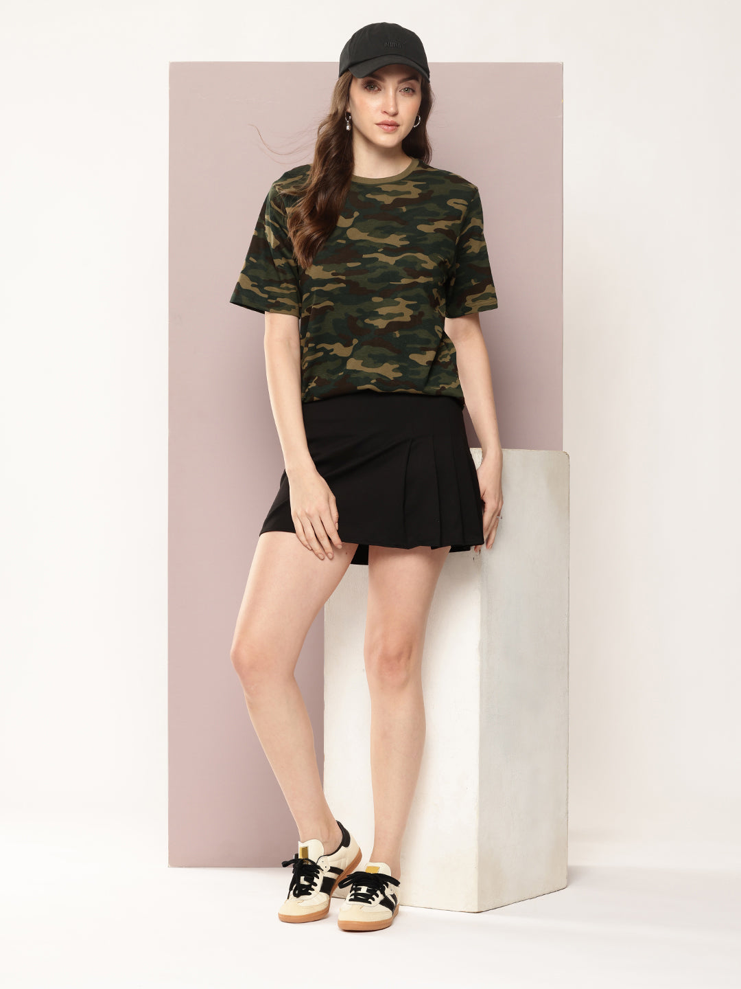 Womens Half Sleeve Round Neck All-Over Printed Oversized Fit Tshirts