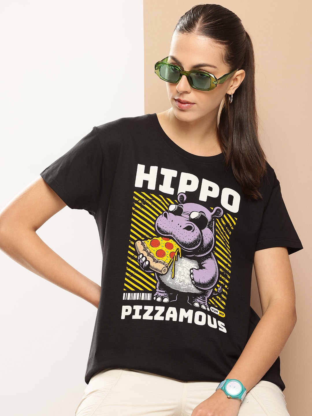 Womens Half Sleeve Round Neck Printed Boxy Fit Tshirts