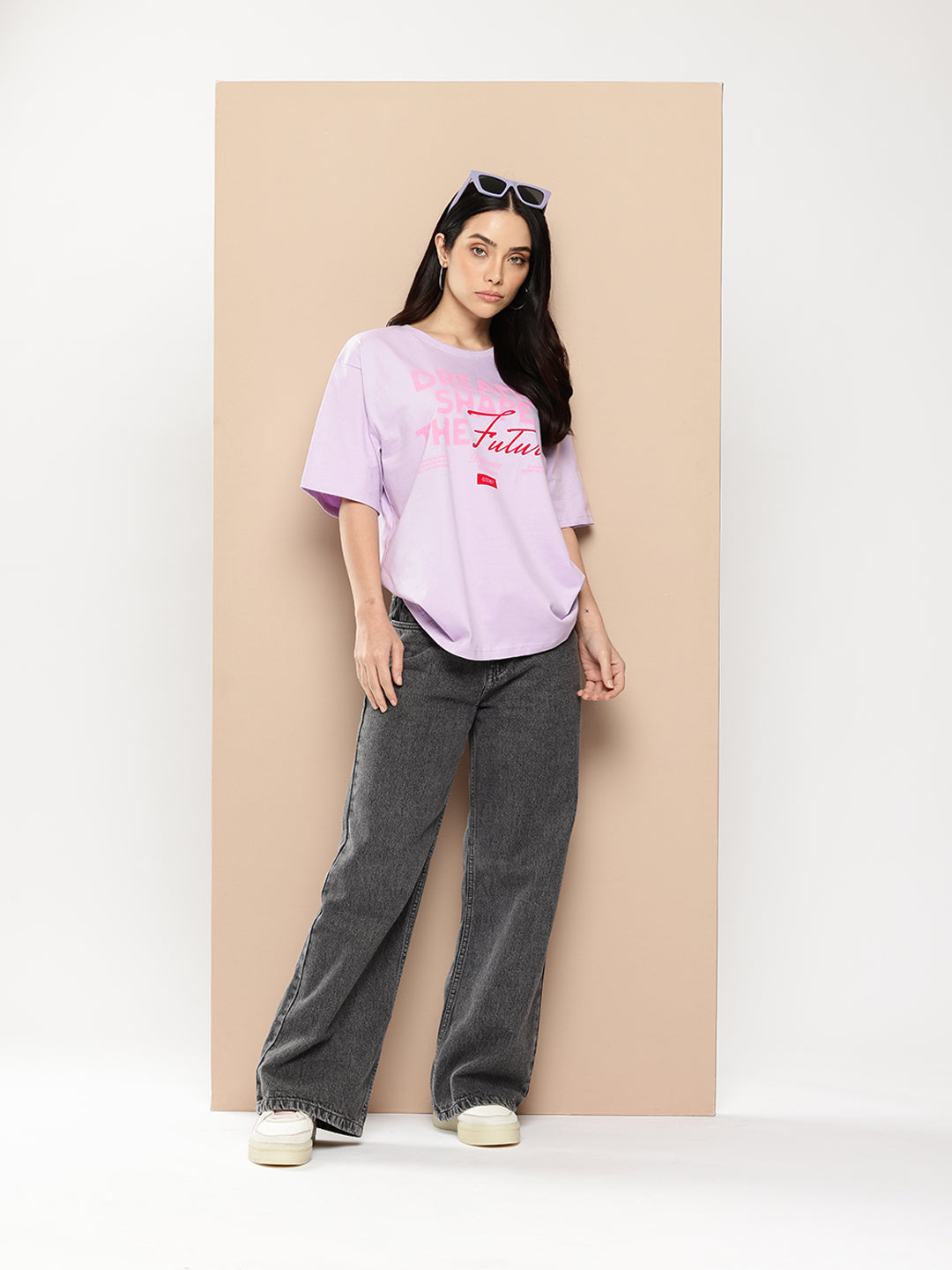 Womens Half Sleeve Round Neck Printed Oversized Fit Tshirts