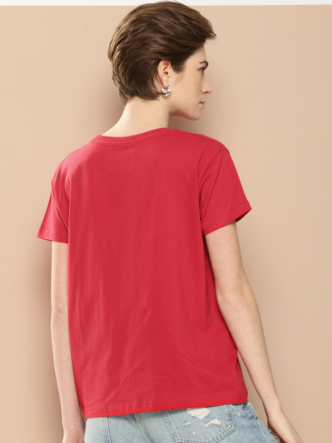 Womens Half Sleeve Round Neck Printed Boxy Fit Tshirts