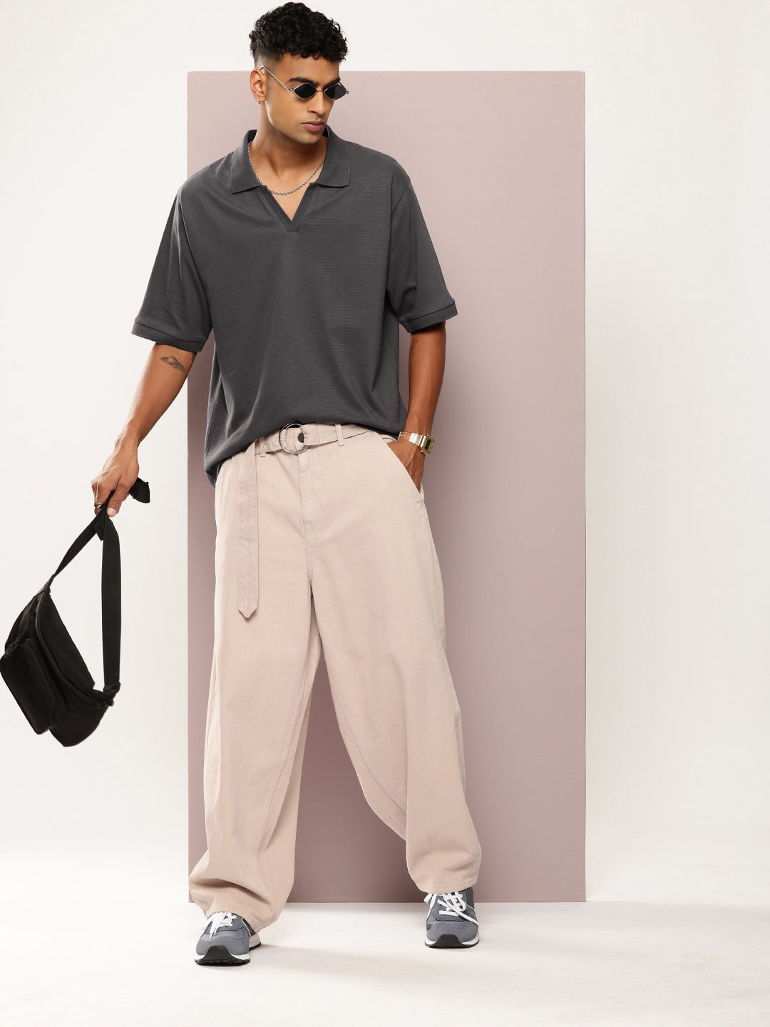Mens Half Sleeve Polo Neck Solid Oversized Fit Tshirts