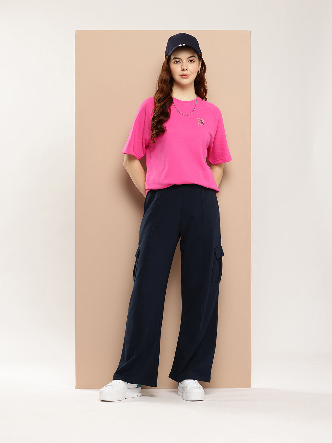 Womens Half Sleeve Round Neck Solid Oversized Fit Tshirts