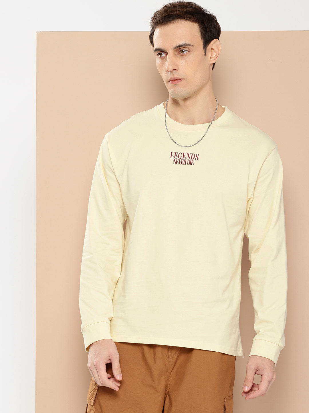 Mens Full Sleeve Round Neck Back Printed Oversized Fit Tshirts