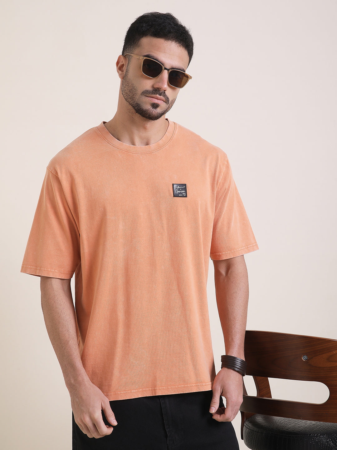 Mens Half Sleeve Round Neck Back Printed Oversized Fit Tshirts
